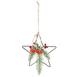 Decoratiune Craciun, tip stea, rosu + verde + negru, 16 x 3 x 27 cm, 22SF31887