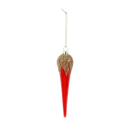 Decoratiune Craciun, tip turture, rosu + auriu, 3.8 x 3.8 x 14.8 cm, 66780019