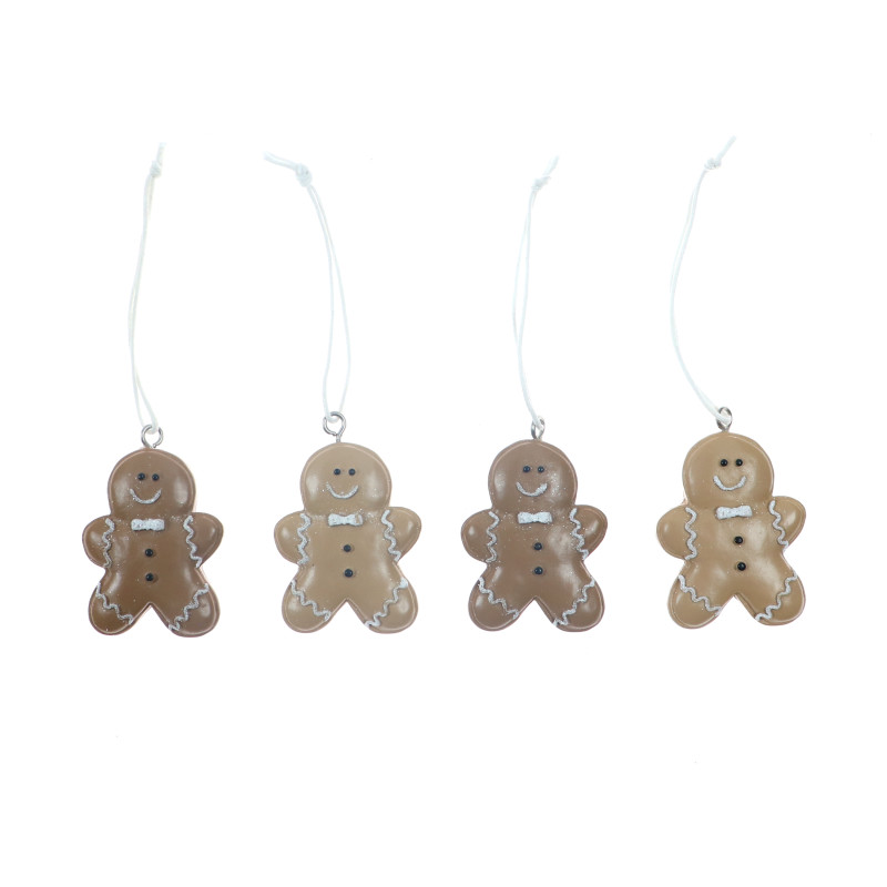 Decoratiune Craciun, turta dulce, maro,  5m,   D373085, set 4 bucati