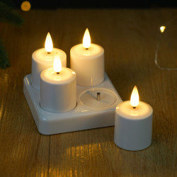 Decoratiune lumanare Hoff, LED, lumina calda, H 8.5 cm, alimentare USB, set 4 bucati