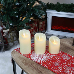 Decoratiune lumanare LED multicolor, cu efect de flacara si temporizator, Hoff, 3 buc, telecomanda, alimentare baterii