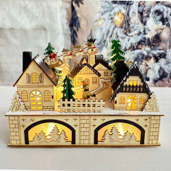 Decoratiune oras de Craciun Hoff, 10 LED-uri, lumina calda, H 18.5 cm, alimentare baterii