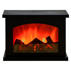 Decoratiune semineu Hoff, efect flacara, 3 LED-uri, lumina calda, 20 cm, alimentare baterii / USB