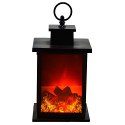 Decoratiune semineu Hoff, efect flacara, 3 LED-uri, lumina calda, 25 cm, alimentare baterii