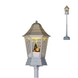 Decoratiune stalp cu felinar Hoff, 60 LED-uri, lumina calda, functie muzicala, H 166 cm, alimentare baterii