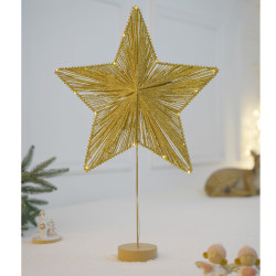 Decoratiune stea Hoff, 20 micro LED-uri, H 58 cm, lumina calda, alimentare baterii
