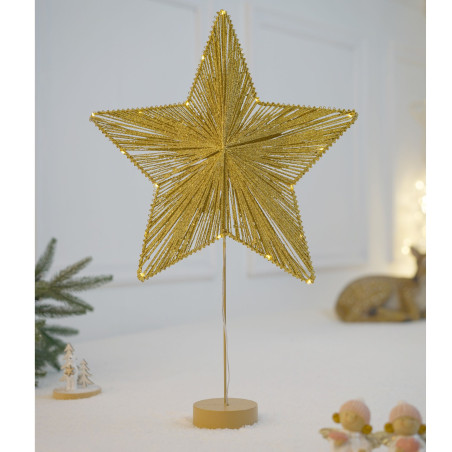 Decoratiune stea Hoff, 20 micro LED-uri, H 58 cm, lumina calda, alimentare baterii
