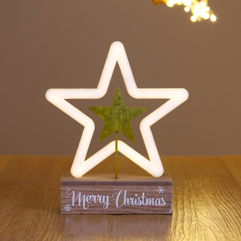Decoratiune stea LED neon, Hoff, alimentare baterii, interior