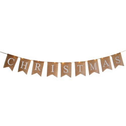 Decoratiune steag de Craciun Hoff, 20 LED-uri, lumina calda, 190 cm, alimentare baterii