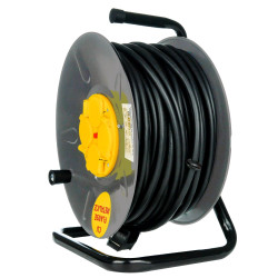 Derulator cablu electric cu flanse metalice, 4 prize, 25 m, 3 x 2.5 mmp, contact de protectie