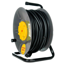 Derulator cablu electric cu flanse metalice, 4 prize, 50 m, 3 x 2.5 mmp, contact de protectie