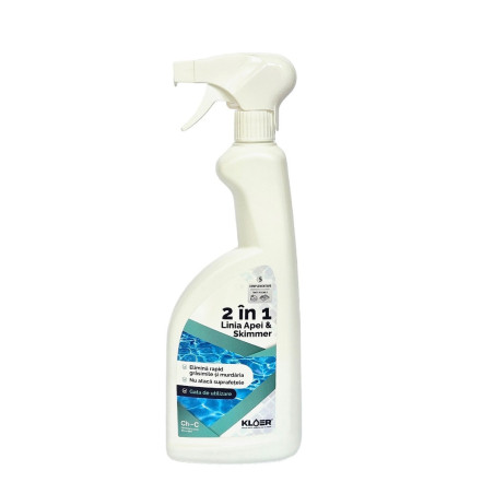 Detergent 2 in 1 pentru linie apa piscine si skimmer, Kloer, lichid, 0.73 L