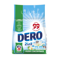 Detergent de rufe, automat, Dero 2 in 1, iris alb + romanita, 1.5 kg, 20 de spalari