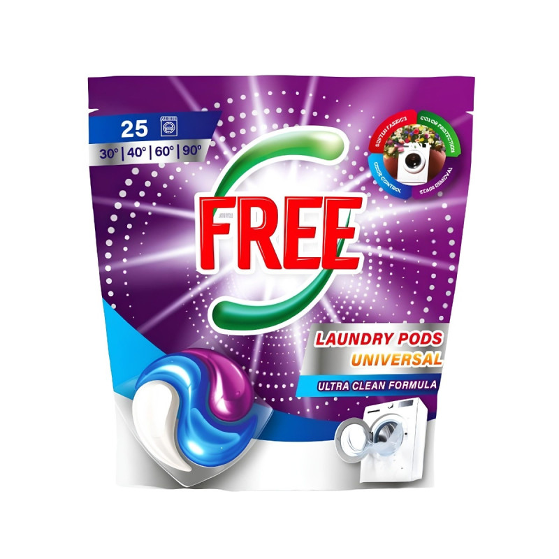Detergent de rufe, capsule, Free universal, 25 de spalari