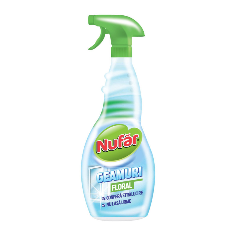 Detergent geamuri Nufar, floral, cu pulverizator, 500 ml