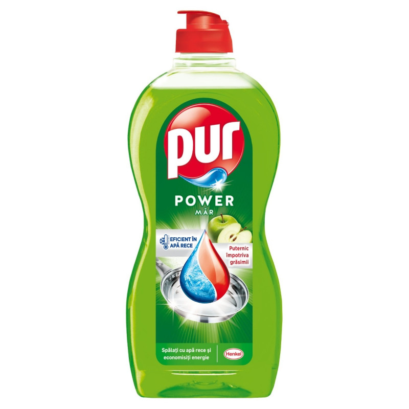 Detergent lichid pentru vase Pur Duo Power Apple, aroma mar, 450 ml