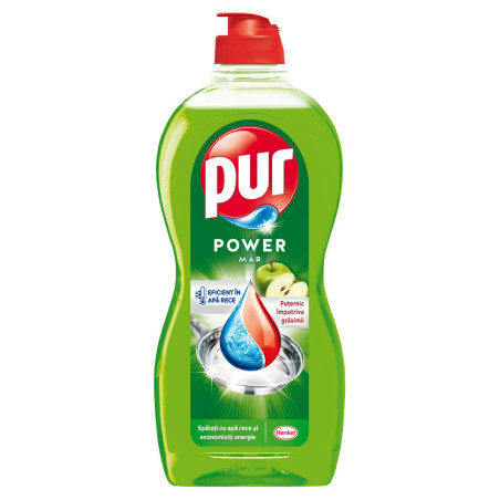 Detergent lichid pentru vase Pur Duo Power Apple, aroma mar, 450 ml
