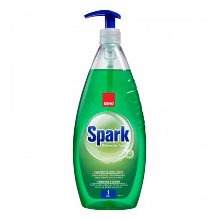 Detergent lichid pentru vase Sano Spark, parfum castravete, 1 L
