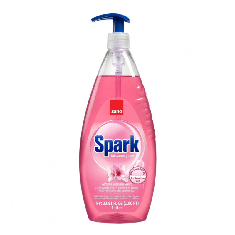 Detergent lichid pentru vase Sano Spark, parfum migdale, 1 L Detergent lichid pentru vase Sano Spark, parfum migdale, 1 L