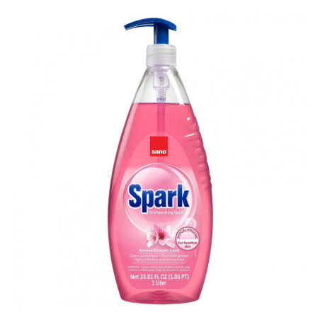 Detergent lichid pentru vase Sano Spark, parfum migdale, 1 L