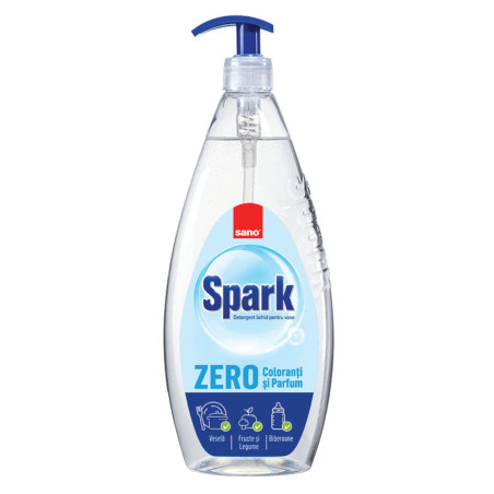 Detergent lichid pentru vase Sano Spark Zero, fara coloranti si parfum, 1 L