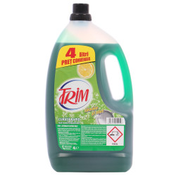 Detergent lichid pentru vase Trim, aroma lamaie si otet, 4 l