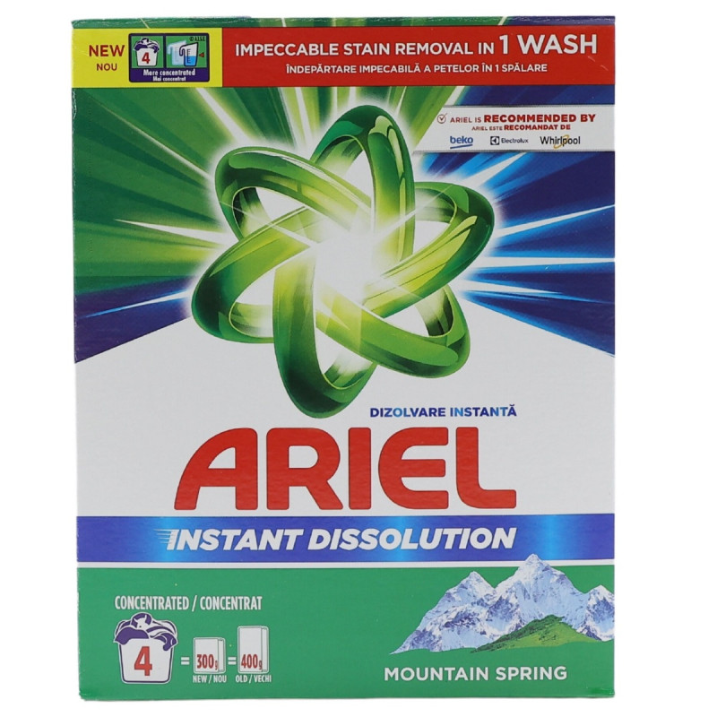 Detergent rufe automat Ariel Mountain Spring, 300 grame, 4 spalari