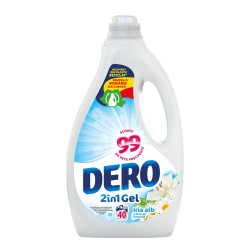 Detergent rufe, automat, Dero 2 in 1 gel, iris alb + romanita, 2 L, 40 de spalari