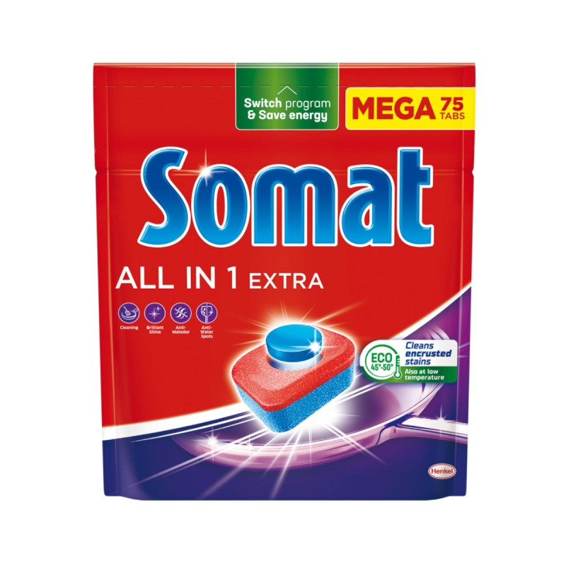 Detergent tablete pentru masina de spalat vase Somat All in one Extra, 75 tablete