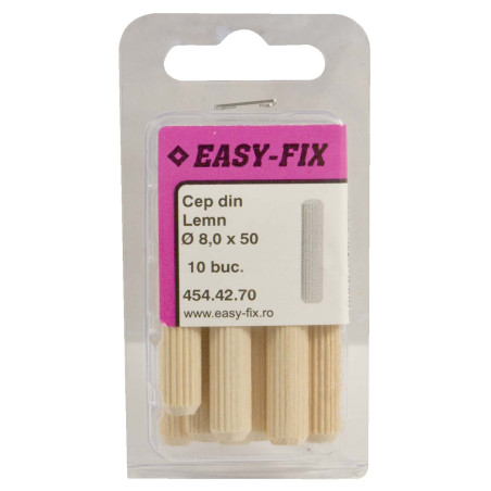 Diblu din lemn, Easy - Fix 454.42.70, 8 x 50 mm, set 10 bucati