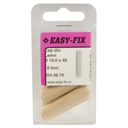 Diblu din lemn, Easy - Fix 454.48.70, 10 x 40 mm, set 8 bucati