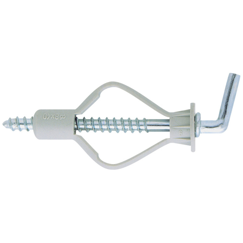 Diblu pentru cavitati, din nylon, Friulsider TPV, 8 x 40 mm, cu surub 8 x 45 mm, carlig inclinat Diblu pentru cavitati, din nylon, Friulsider TPV, 8 x 40 mm, cu surub 8 x 45 mm, carlig inclinat