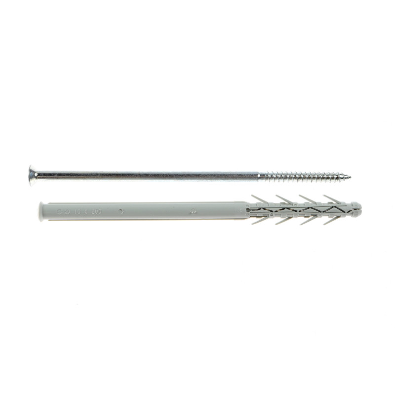 Diblu universal din nylon, 10 x 200 mm, Friulsider, cu surub, cap inecat, 7 x 205 mmm