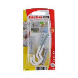 Diblu universal din nylon, cu carlig ochi deschis, alb, Fischer SB, 8 x 40 mm, set 2 bucati