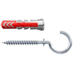 Diblu universal din nylon, cu surub cu carlig ochi deschis, Fischer Duopower, 6 x 30 mm, set 6 bucati