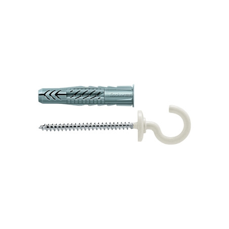 Diblu universal din nylon, cu surub cu carlig ochi deschis, Fischer UX, 8 x 50 mm, 2 bucati