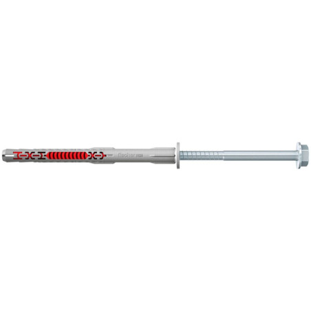 Diblu universal, din nylon, Fischer DuoXpand FUS, 10 x 140 mm, cu surub, zincat alb, cu cap hexagonal