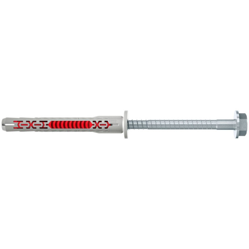 Diblu universal, din nylon, Fischer DuoXpand FUS, 10 x 80 mm, cu surub, zincat alb, cu cap hexagonal