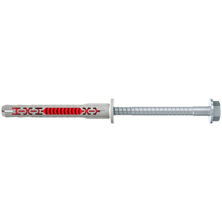 Diblu universal, din nylon, Fischer DuoXpand FUS, 10 x 80 mm, cu surub, zincat alb, cu cap hexagonal