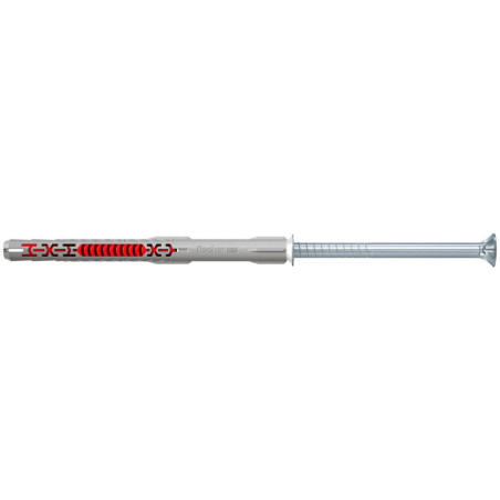 Diblu universal, din nylon, Fischer DuoXpand T, 10 x 140 mm, cu surub, zincat alb, cu cap inecat, Torx, TX30