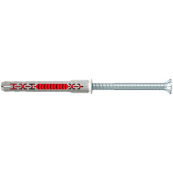 Diblu universal, din nylon, Fischer DuoXpand T, 10 x 80 mm, cu surub, zincat alb, cu cap inecat, Torx, TX30