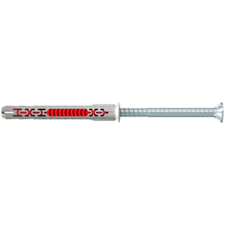 Diblu universal, din nylon, Fischer DuoXpand T, 10 x 80 mm, cu surub, zincat alb, cu cap inecat, Torx, TX30