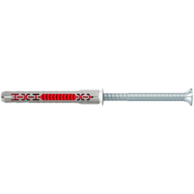 Diblu universal, din nylon, Fischer DuoXpand T, 8 x 80 mm, cu surub, zincat alb, cu cap inecat, Torx, TX30