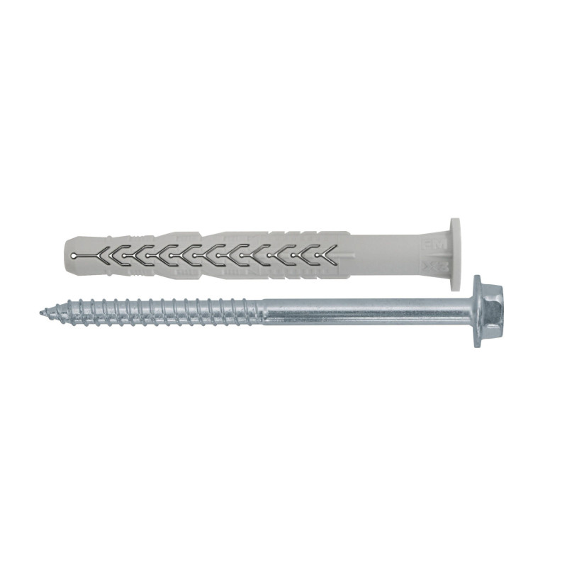 Diblu universal din nylon, Friulsider X3, 10 x 60 mm + surub, otel, zincat alb, cap hexagonal, 7 x 68 mm
