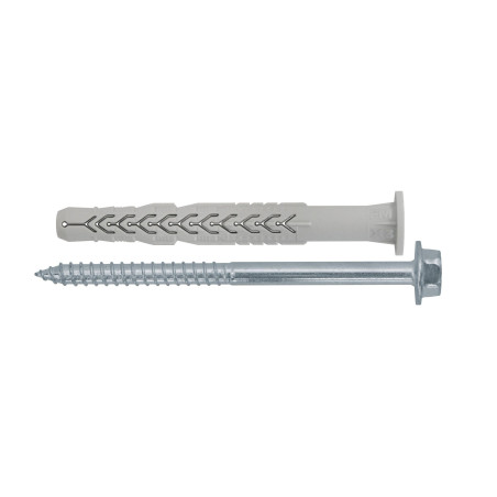 Diblu universal din nylon, Friulsider X3, 10 x 60 mm + surub, otel, zincat alb, cap hexagonal, 7 x 68 mm