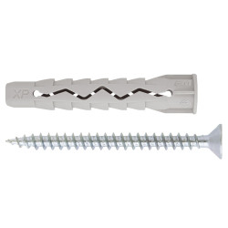 Diblu universal din nylon, Friulsider XP, 6 x 33 mm, cu surub, cap inecat, 4.5 x 45 mm, 15 bucati