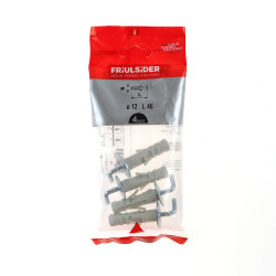 Diblu universal din plastic, cu surub cu carlig L, Friulsider TA, 12 x 46 mm, set 4 bucati
