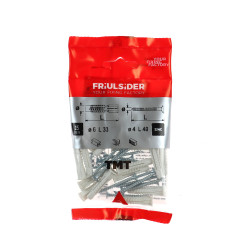Diblu universal din polipropilena, cu surub cu cap inecat, Friulsider TMT, 6 x 33 mm, set 15 bucati