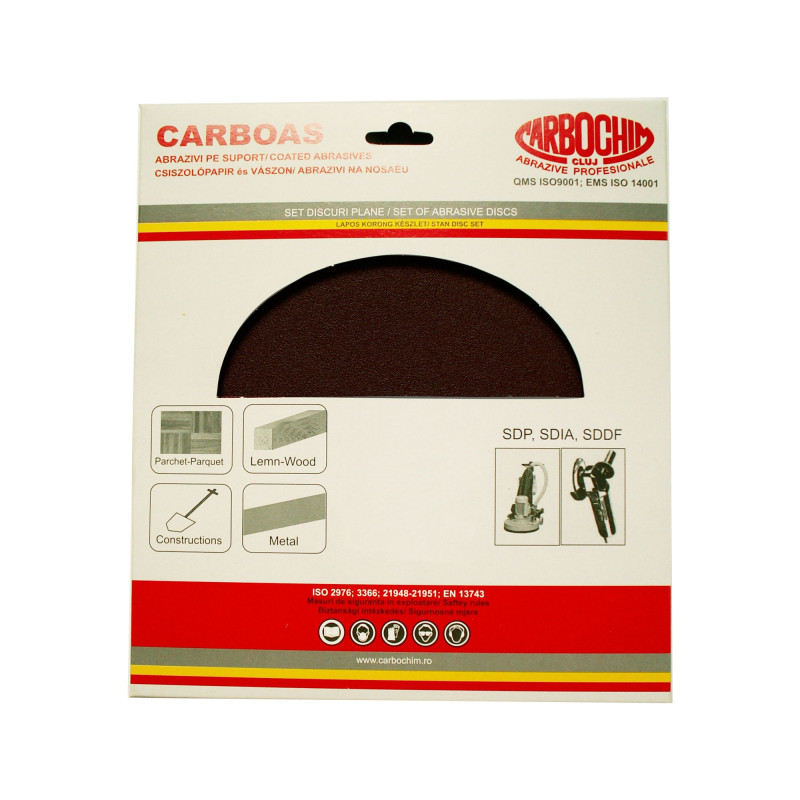 Disc abraziv pentru slefuire parchet, Carboas PCNX, 235 x 22 mm, granulatie 60 Disc abraziv pentru slefuire parchet, Carboas PCNX, 235 x 22 mm, granulatie 60