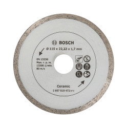 Disc diamantat, continuu, pentru debitare placi ceramice / granit, Bosch Ceramic, 115 x 22.23 x 1.7 mm